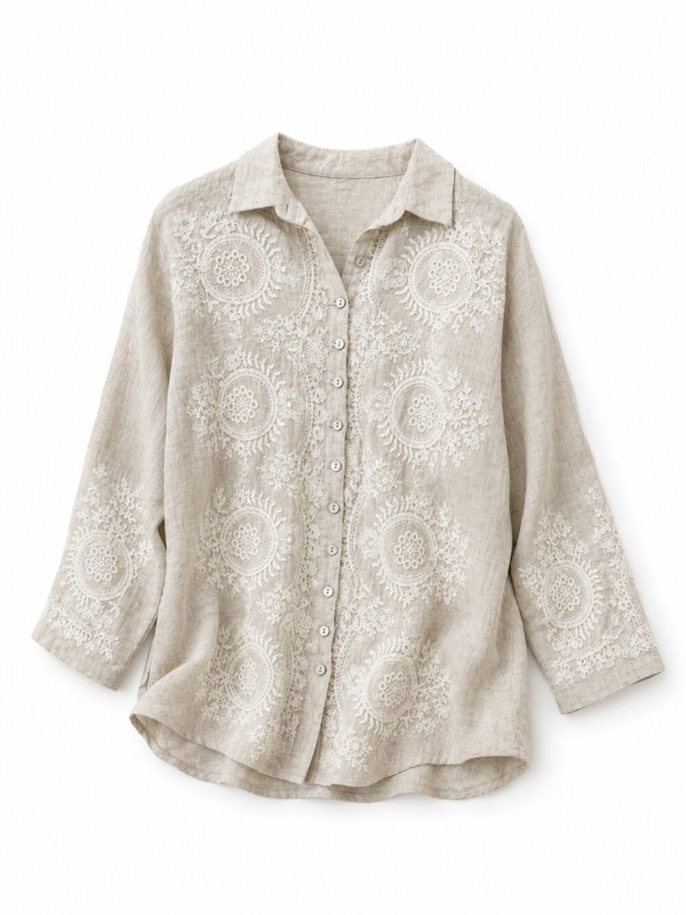 Soft Surroundings Women's Embroidered Button Down Top Size Medium NWT